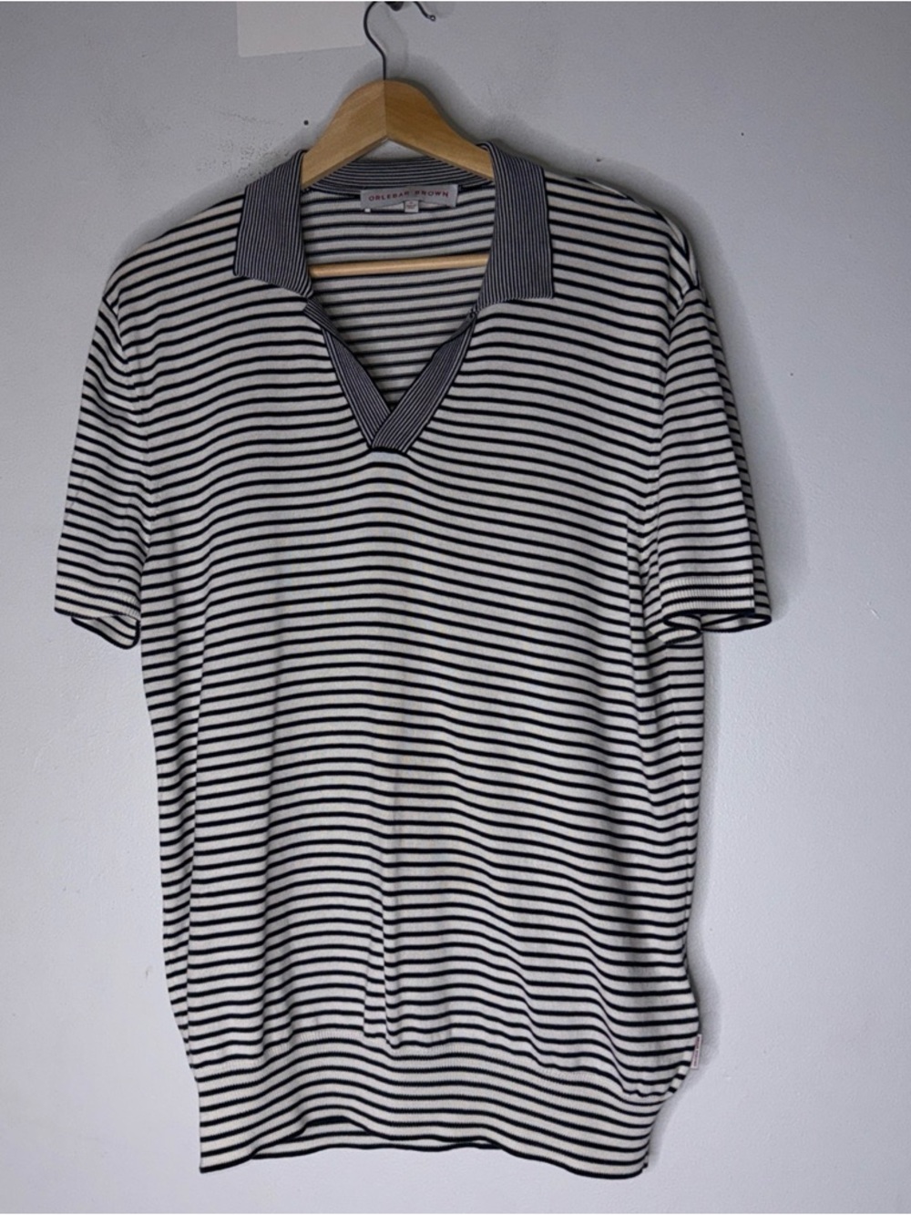 orlebar brown silk cotton polo shirt stripped Men’s XL white/Black Made Italy